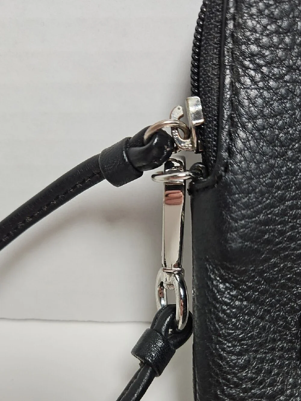 Calvin Klein Black Pebbled Leather Wristlet Phone Pouch